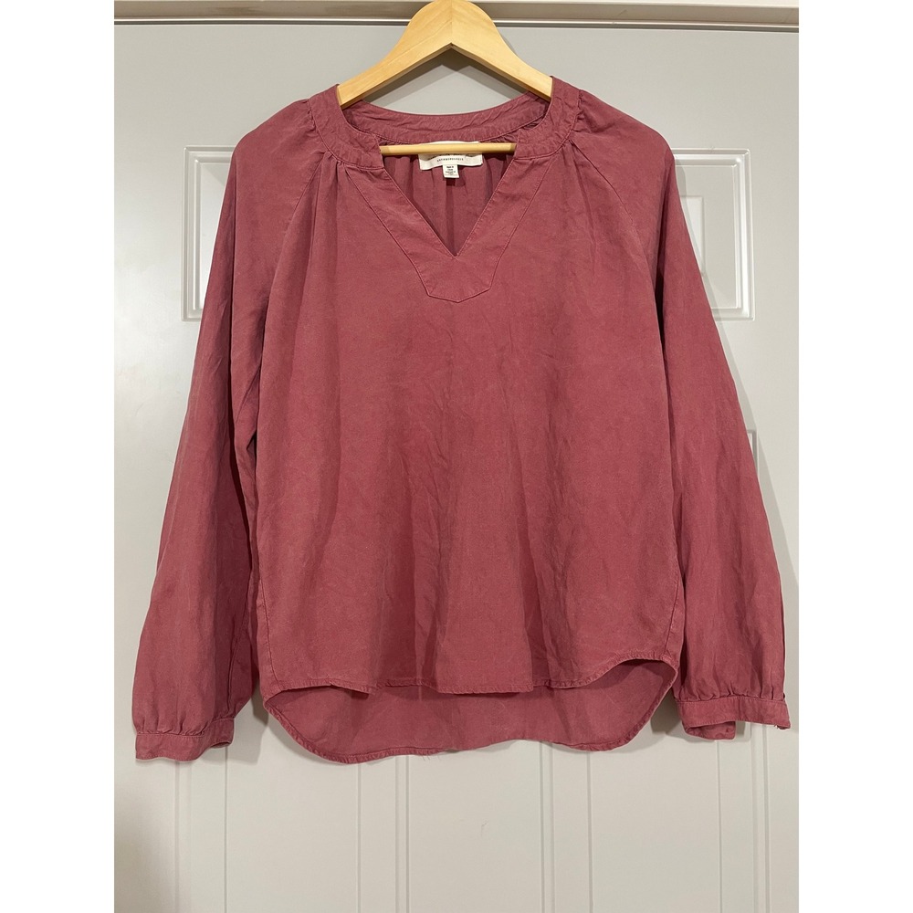 Cloth & Stone Blouse Womens Small Pink Excellent Tencel V-Neck R9930-654-303